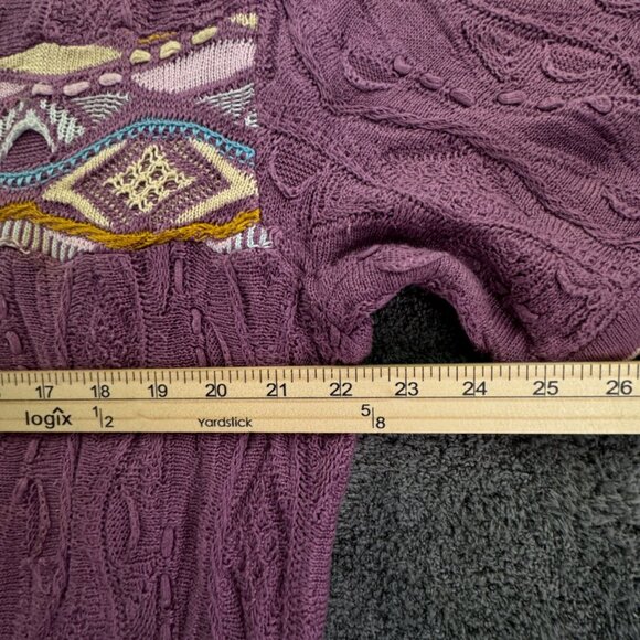 COOGI Australia Sweater Purple Short Sleeve XL Long 3D Knit Pullover Adult Uni - Picture 5 of 16